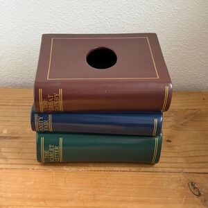 Vintage 1995 Bandwagon Inc Stacked Books Tissue Box Cover Great Gatsby Decor